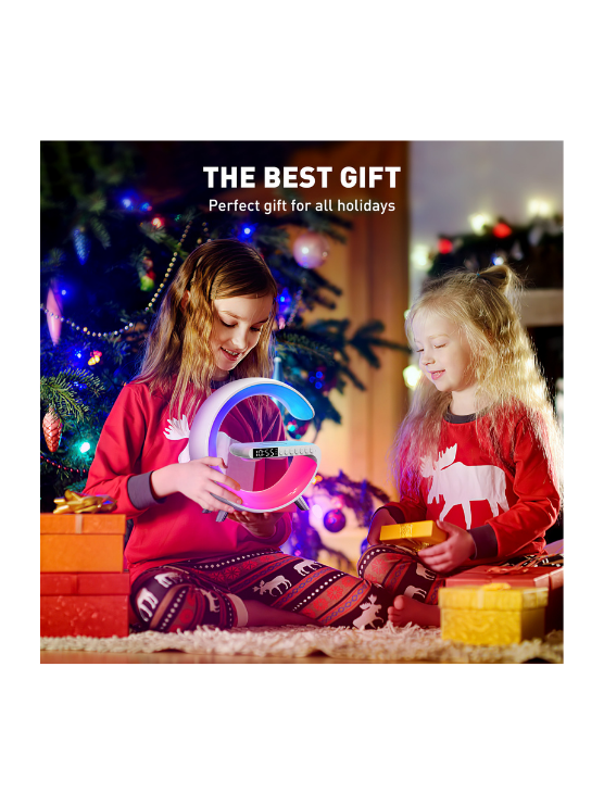 GPED Alarm Clock, Digital Alarm Clock Radio with Wireless Charging